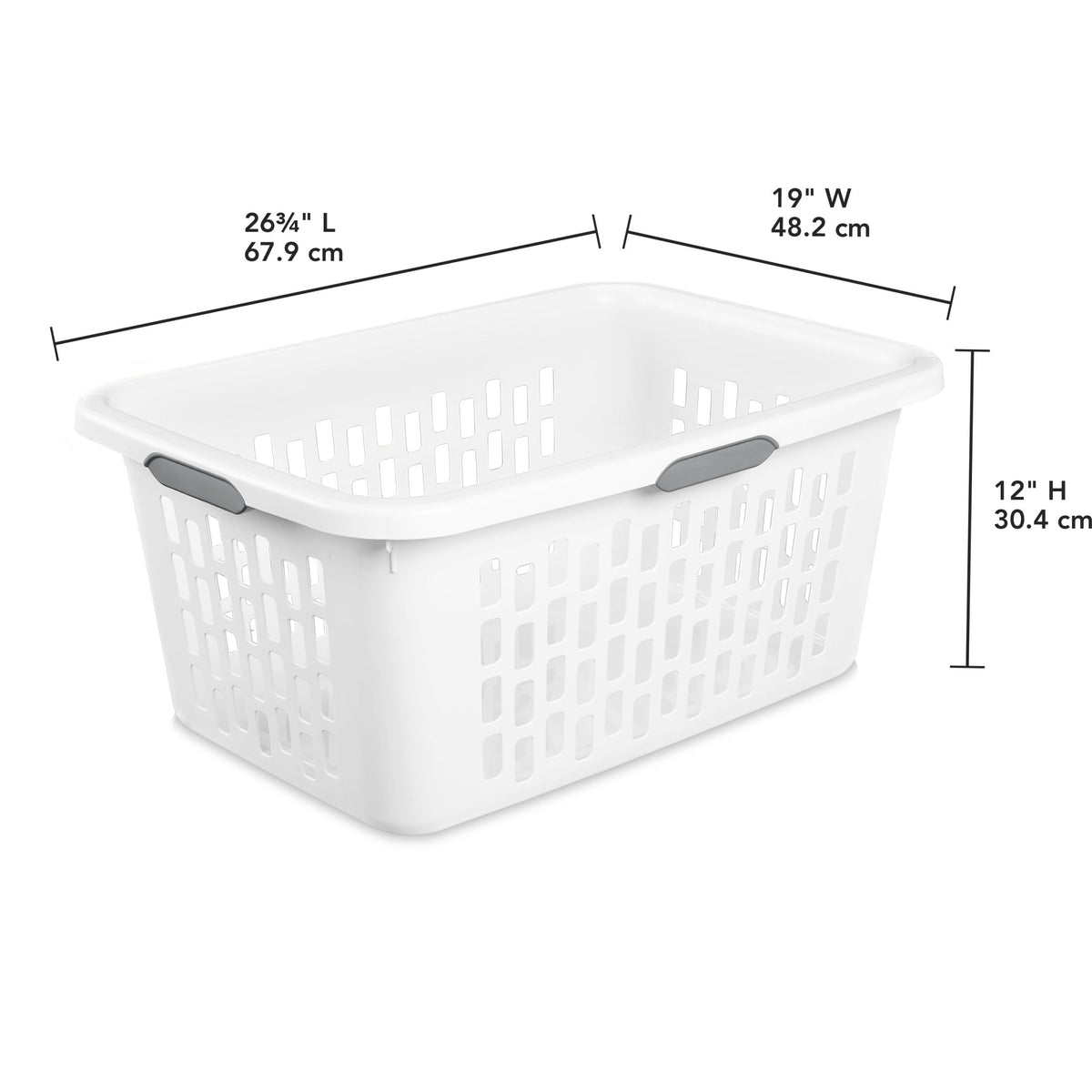 Sterilite Large 2 Bushel Plastic Laundry Basket with 4 Comfort Grip Handles, White, 6 Pack
