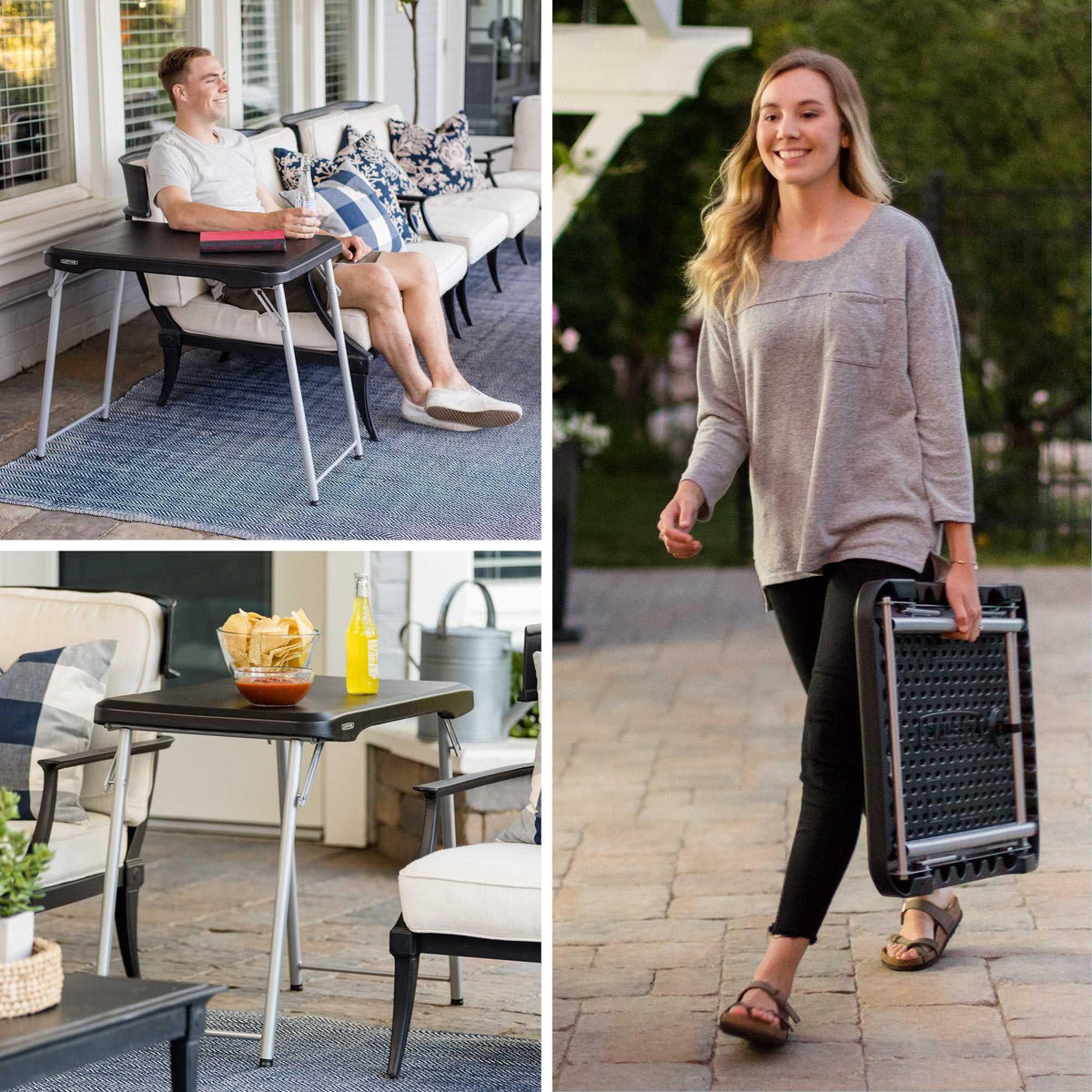 Lifetime 30 inch Personal Rectangle Folding Table, Indoor/Outdoor, Black (80668)