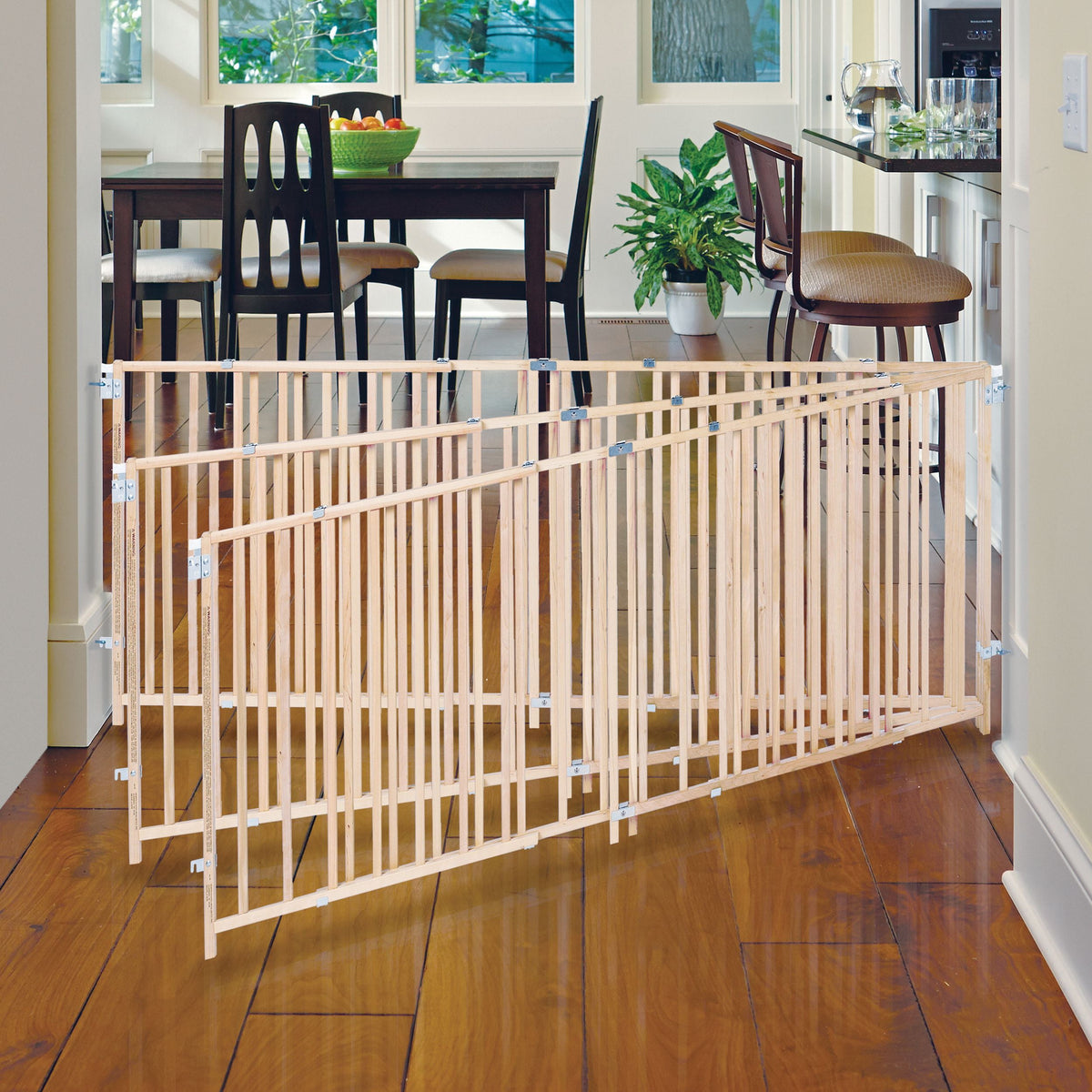 Toddleroo by North States 60"-103" Extra-Wide Swing Baby Safety Gate, Natural Wood