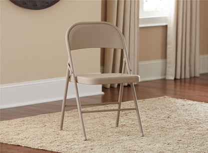 Mainstays All-Steel Metal Folding Chair, Beige, Set of 4