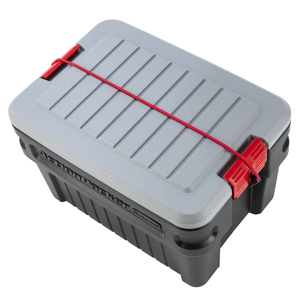 Rubbermaid 24 Gallon Action Packer Storage Bin, Heavy Duty Plastic, Lockable, Black, Included Lid