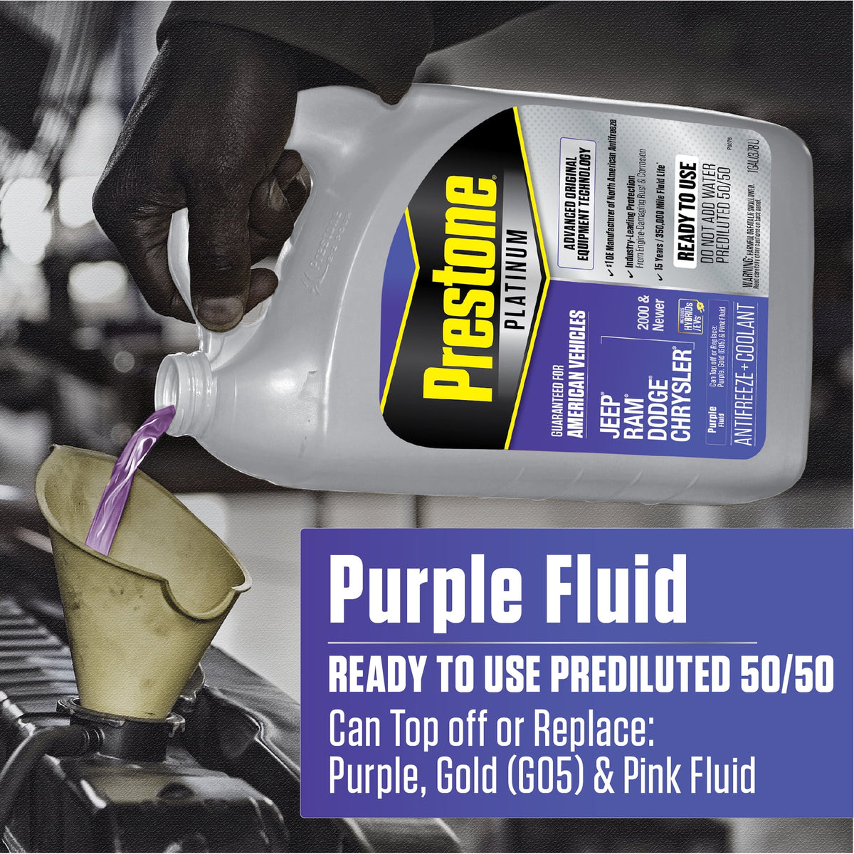 (2 pack) Prestone Platinum American Purple Antifreeze and Coolant 1 Gallon Prediluted