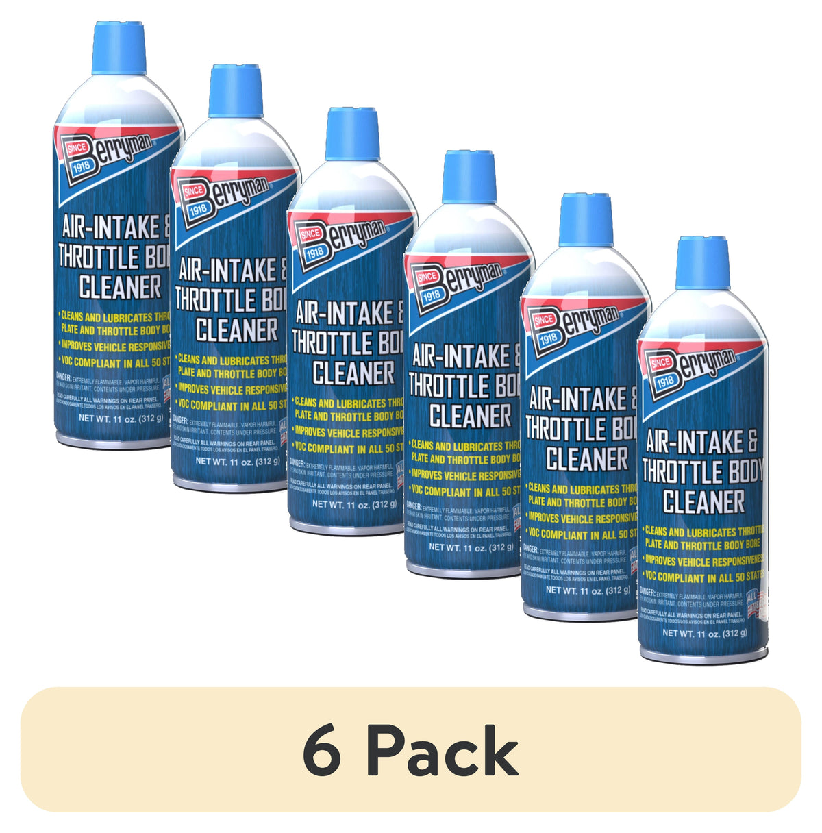 (6 pack) Berryman B-12 Chemtool Air Intake & Throttle Body Cleaner, 11 oz Aerosol