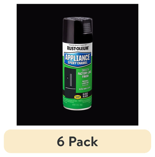 (6 pack) Black, Rust-Oleum Specialty Appliance Epoxy Gloss Spray Paint-7886830, 12 oz
