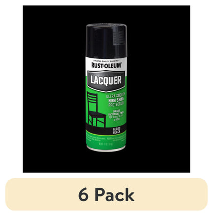 (6 pack) Clear, Rust-Oleum Lacquer Gloss Spray Paint-1906830, 11 oz