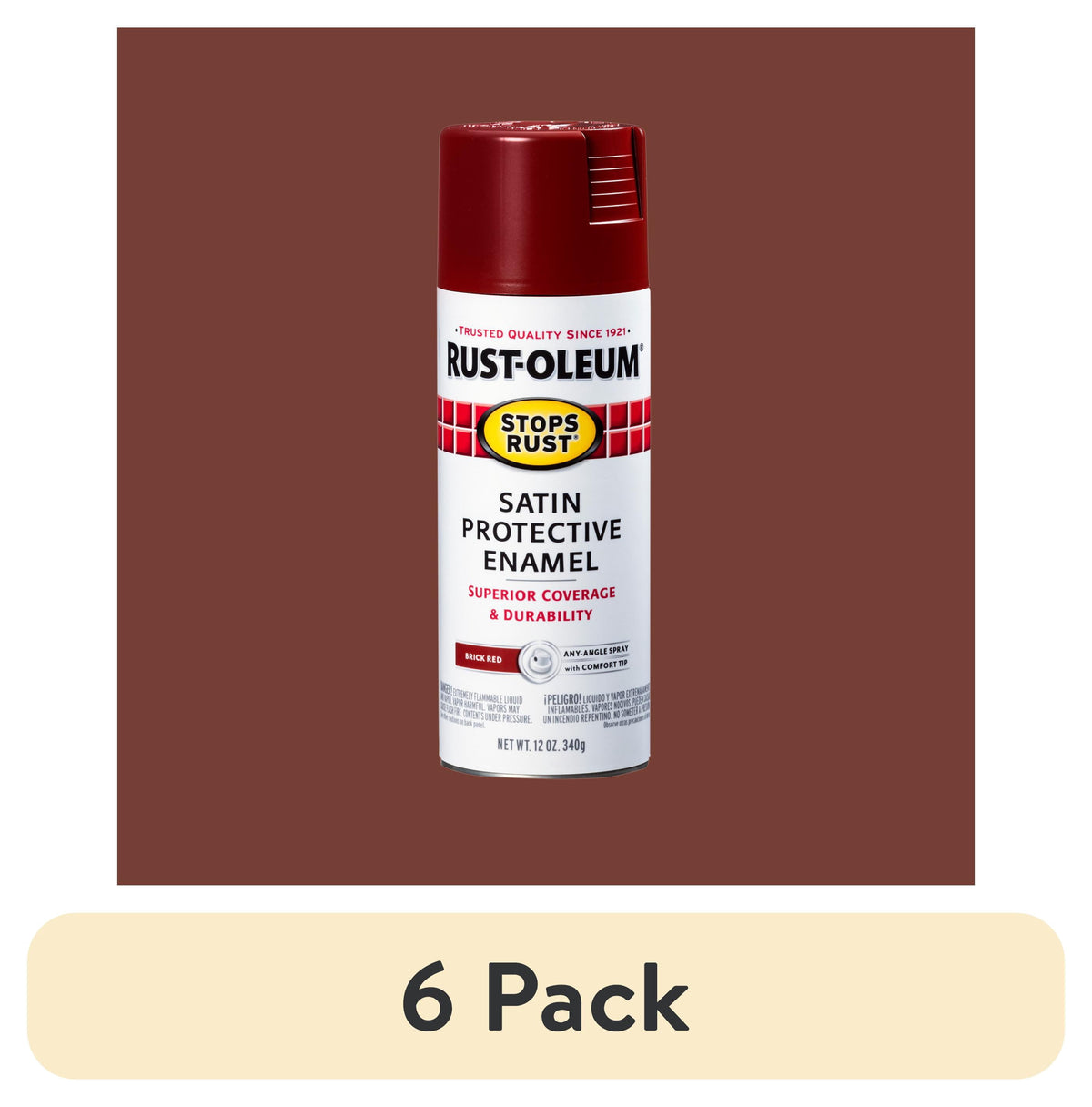 (6 pack) Orange, Rust-Oleum Stops Rust Protective Enamel Gloss Spray Paint-214084, 12 oz