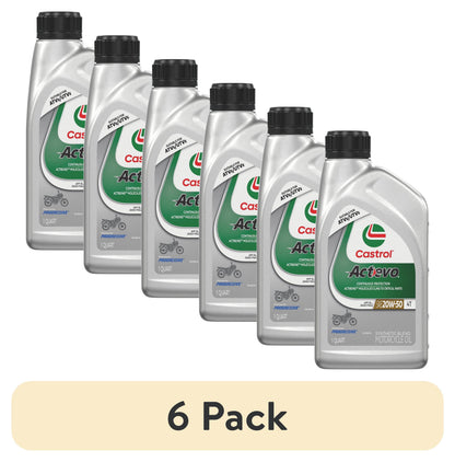 (6 pack) Castrol Actevo 4T 20W-50 Part Synthetic Motorcycle Oil, 1 Quart RFID