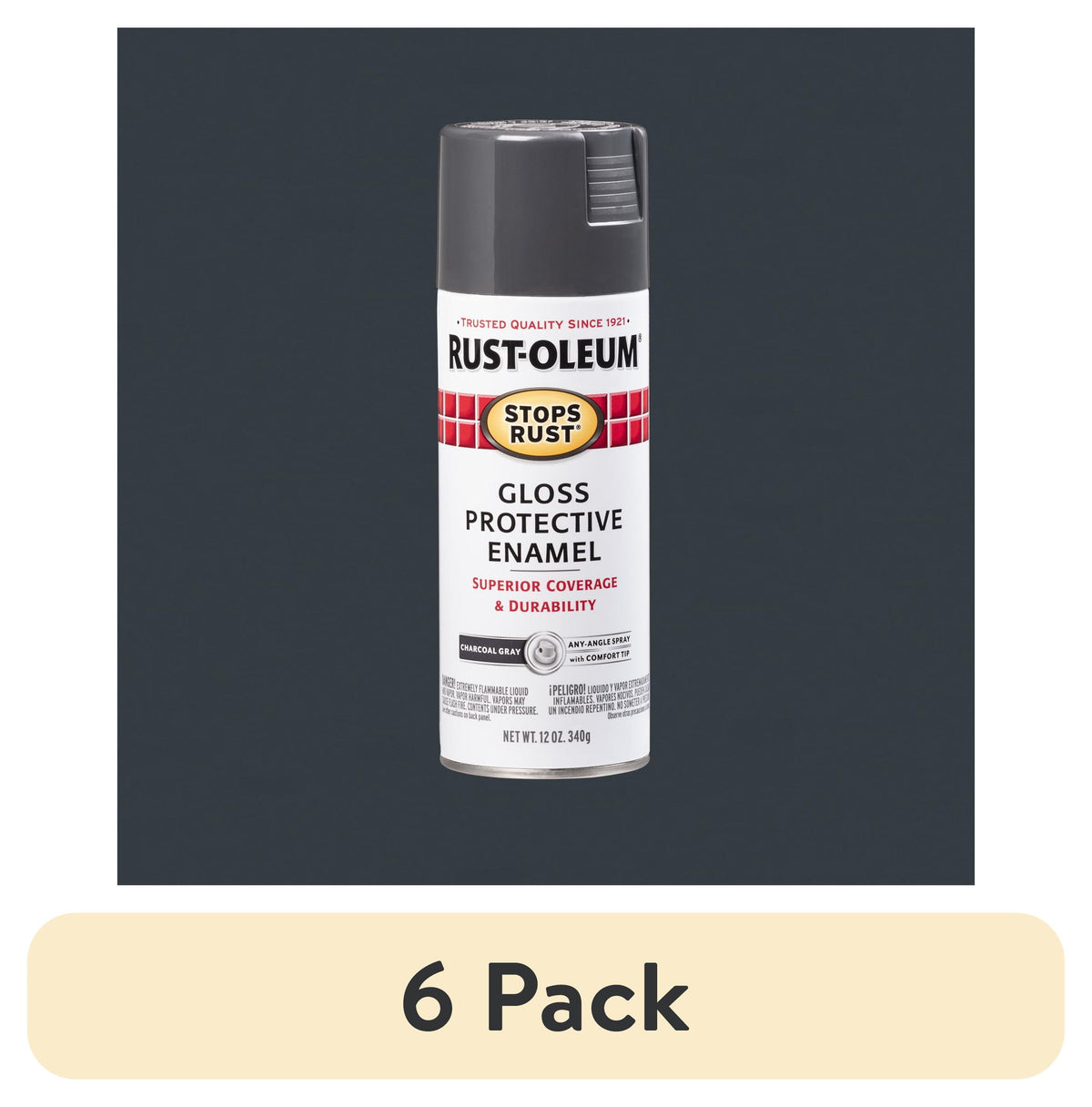 (6 pack) Orange, Rust-Oleum Stops Rust Protective Enamel Gloss Spray Paint-214084, 12 oz