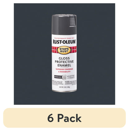 (6 pack) Orange, Rust-Oleum Stops Rust Protective Enamel Gloss Spray Paint-214084, 12 oz