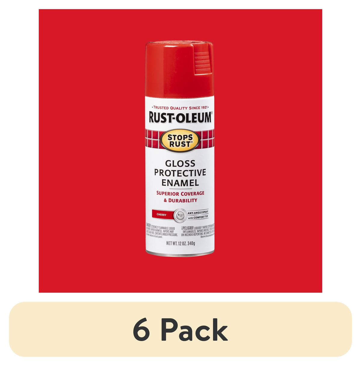 (6 pack) Orange, Rust-Oleum Stops Rust Protective Enamel Gloss Spray Paint-214084, 12 oz