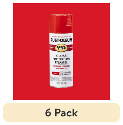 (6 pack) Orange, Rust-Oleum Stops Rust Protective Enamel Gloss Spray Paint-214084, 12 oz