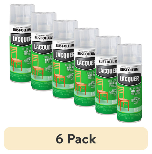 (6 pack) Clear, Rust-Oleum Lacquer Gloss Spray Paint-1906830, 11 oz