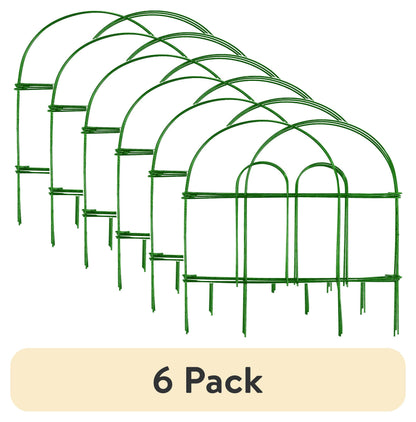 (6 pack) Expert Gardener 18in Height x 8ft Length Green Steel Folding Garden Fence