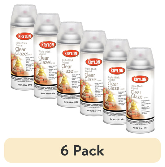 (6 pack) Krylon Triple-Thick Crystal Clear Glaze, High Gloss, Clear, 12 oz