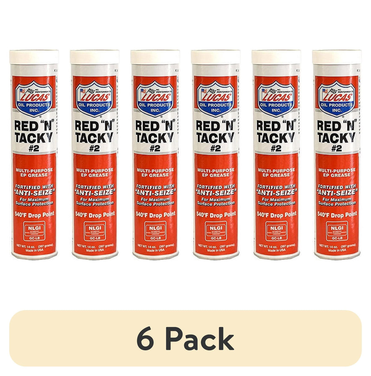 (4 pack) Lucas 10005 Red N Tacky EP Grease Multi-Purpose Lubricant 14 Oz