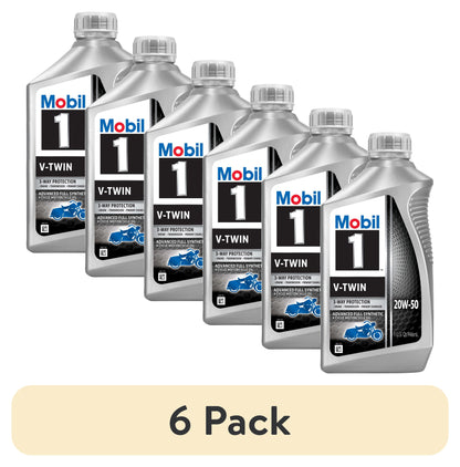 (5 pack) Mobil 1 V-Twin Full Synthetic Motorcycle Oil 20W-50, 1 Quart