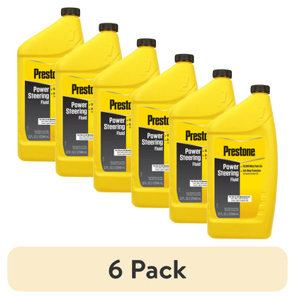 (6 pack) Prestone Power Universal Steering Fluid for Cars and Trucks - 32 fl oz - Anti-wear, 50,000 mile