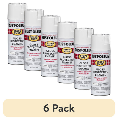 (6 pack) Orange, Rust-Oleum Stops Rust Protective Enamel Gloss Spray Paint-214084, 12 oz