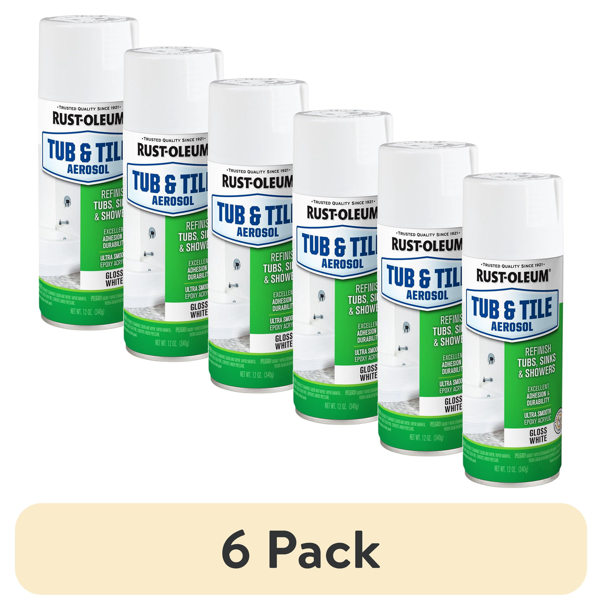 (2 pack) Rust-Oleum Tub and Tile White Spray Paint-280882, 12 oz