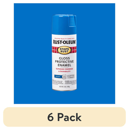 (6 pack) Orange, Rust-Oleum Stops Rust Protective Enamel Gloss Spray Paint-214084, 12 oz