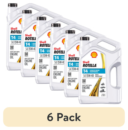 (2 pack) Shell Rotella T4 Triple Protection 15W-40 Diesel Engine Oil, 1 Gallon