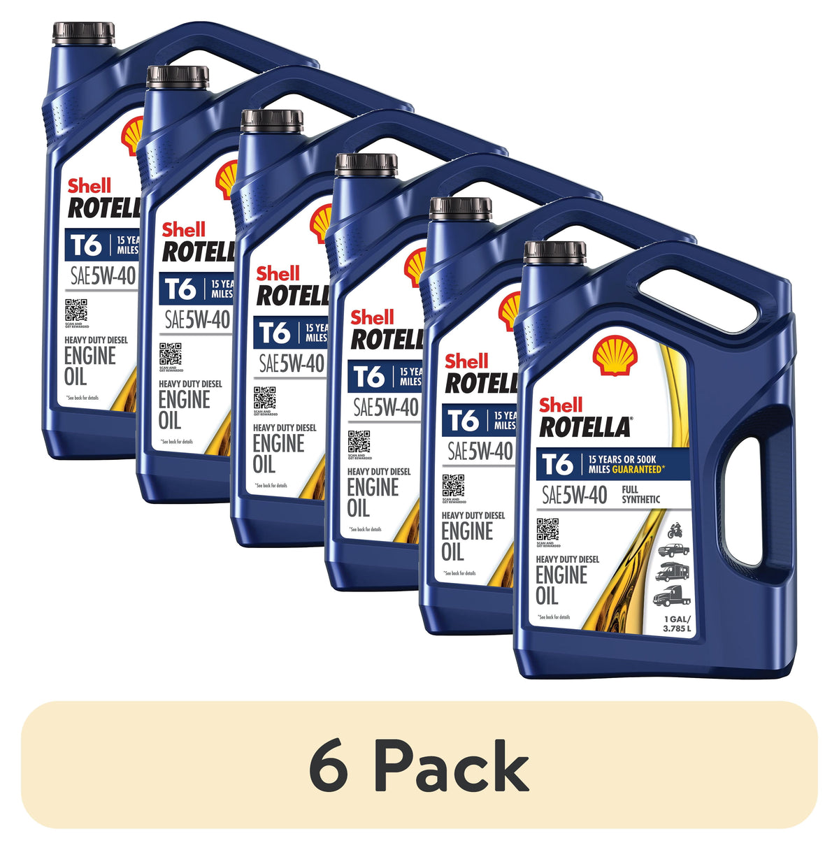 Shell Rotella T6 Full Synthetic 5W-40 Diesel Engine Oil, 1 Gallon