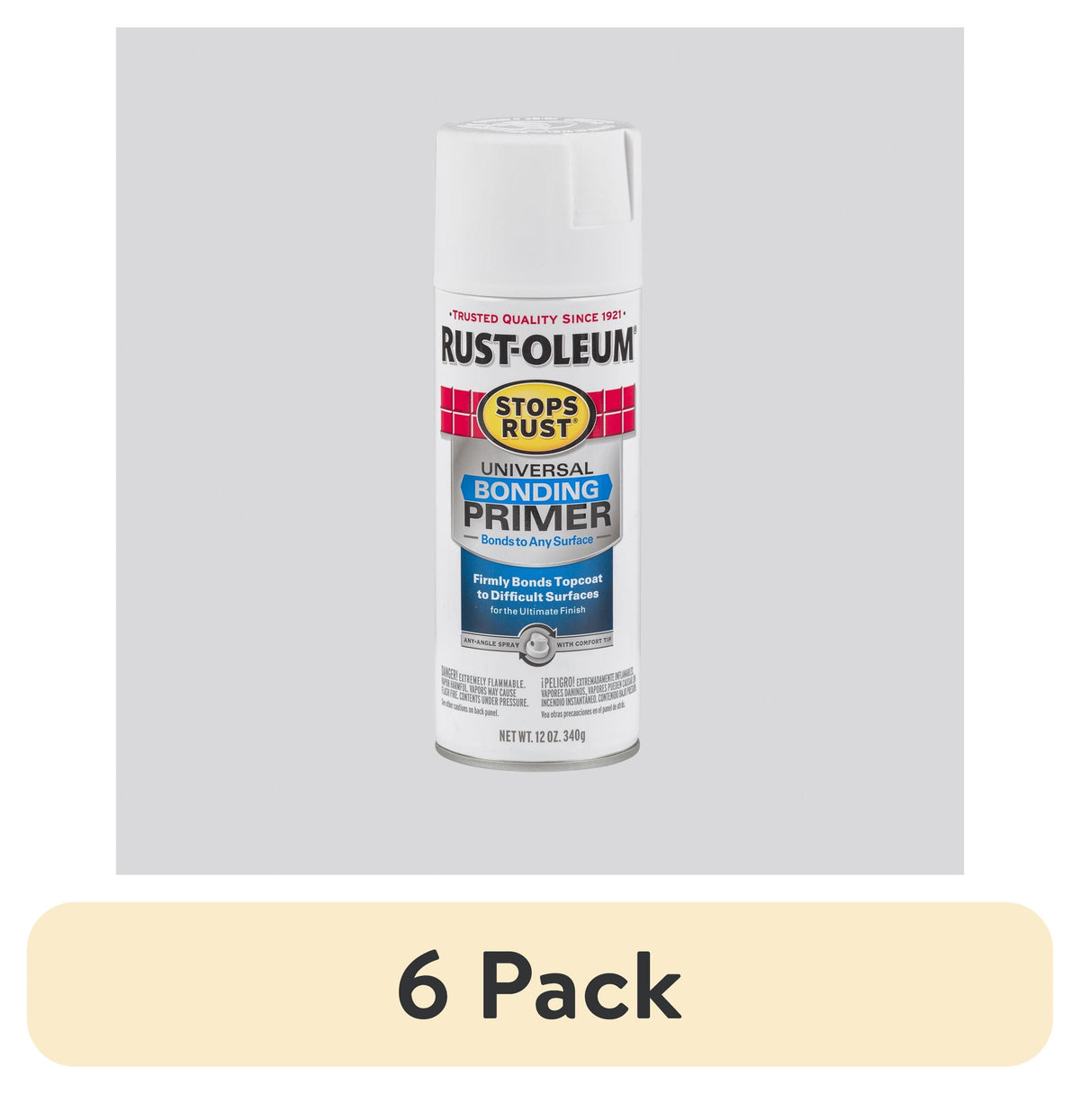 (6 pack) Light Gray, Rust-Oleum Stops Rust Automotive Primer Flat Spray Paint-2081830, 12 oz