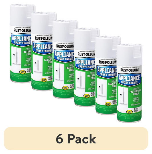 (6 pack) White, Rust-Oleum Specialty Appliance Epoxy Gloss Spray Paint-7881830, 12 oz