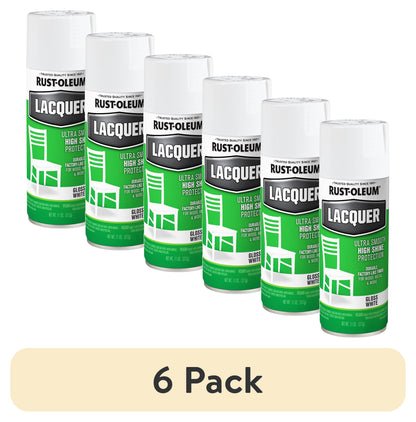 (6 pack) Clear, Rust-Oleum Lacquer Gloss Spray Paint-1906830, 11 oz