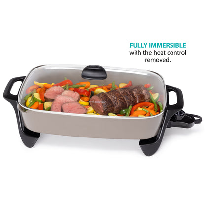 Presto 16" Ceramic Electric Skillet with Glass Cover, Silver 06860