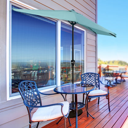 Pure Garden 9ft Half Umbrella for Balcony, Porch, or Deck, Blue