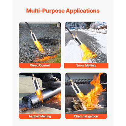 KFFKFF Propane Torch Weed Burner, 1,800,000 BTU Output with 10 ft Hose, Durable Blow Torch with Adjustable Flame and Turbo Trigger Ignition, for Garden, Ice, Snow, and Road Use