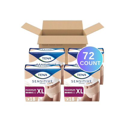 TENA Sensitive Care Underwear for Women Maximum, XL, 72 Count (Waist Size 45in-58in)