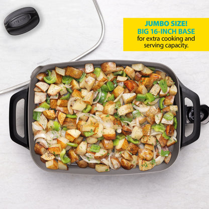 Presto 16" Ceramic Electric Skillet with Glass Cover, Silver 06860