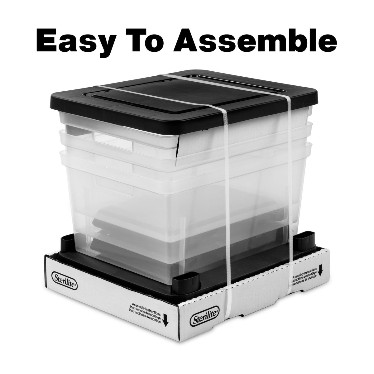 (2 pack) Sterilite 3 Drawer Tower, Plastic Storage Organizer with Removable Clear Bins, Easy Assembly, No Tools Needed, Black