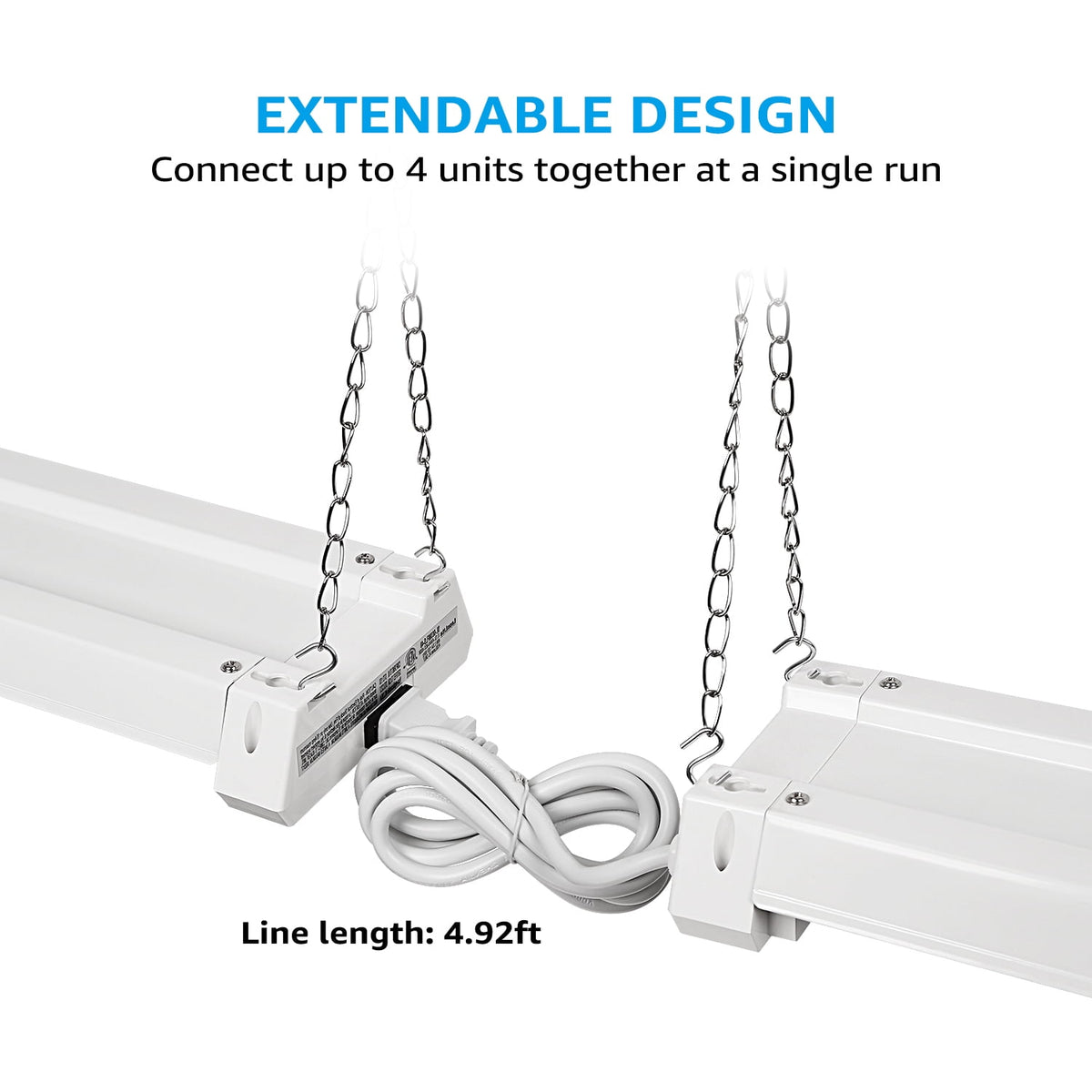 2 Pack Motion Sensor 4FT LED Utility Shop Light, 40W Plug in Linkable Light Fixtures, 5000K Daylight