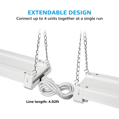 2 Pack Motion Sensor 4FT LED Utility Shop Light, 40W Plug in Linkable Light Fixtures, 5000K Daylight