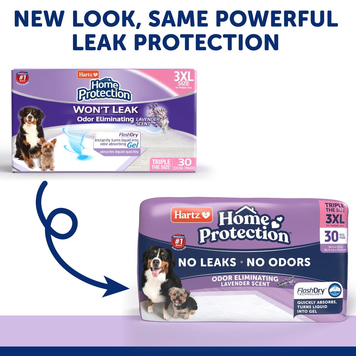 Hartz Home Protection Super Absorbent Odor Eliminating Lavender Scented No Leaks Dog Pads, 3XL, 30ct