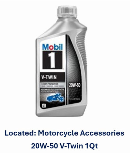 (5 pack) Mobil 1 V-Twin Full Synthetic Motorcycle Oil 20W-50, 1 Quart