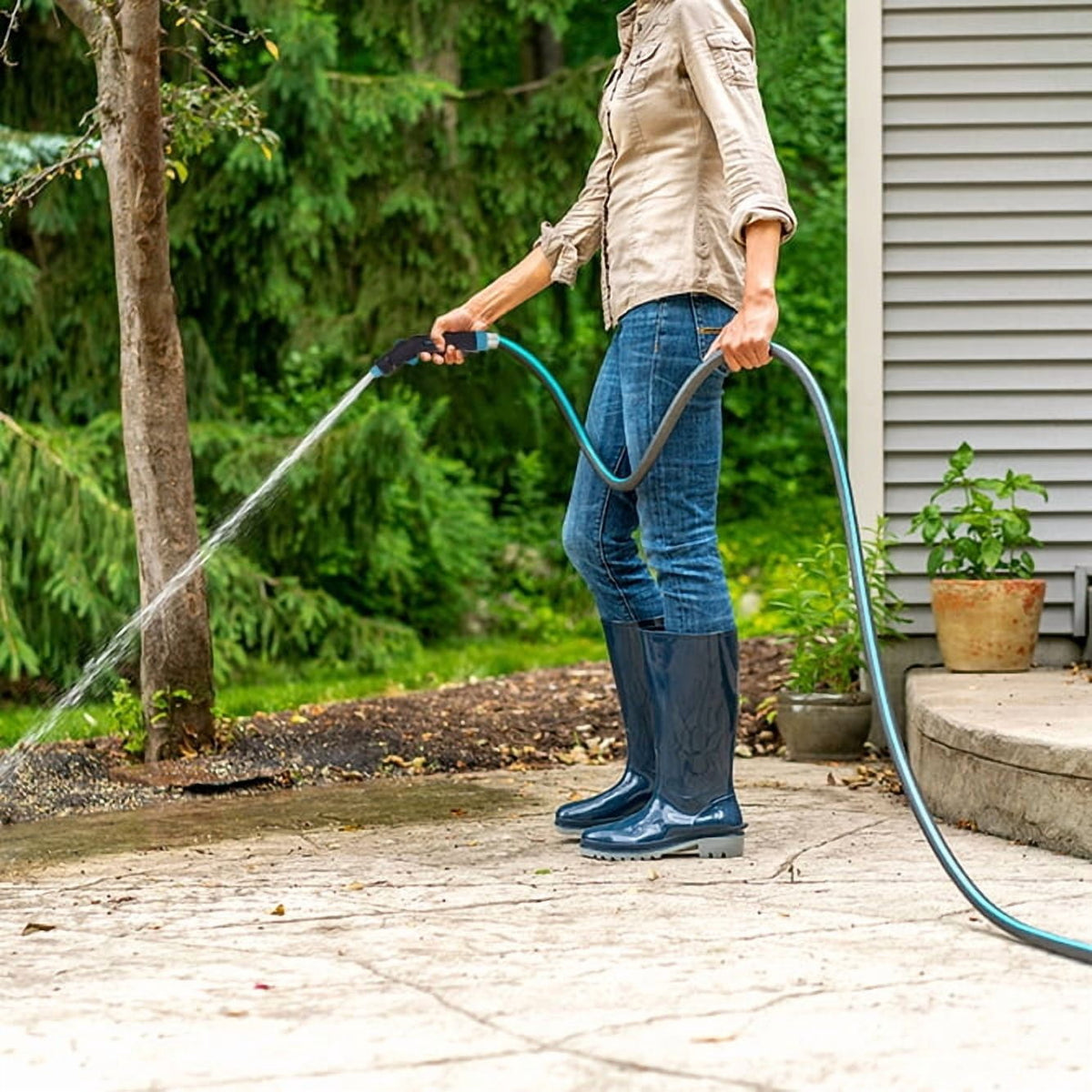 Gilmour Flexogen 100ft Heavy Duty Garden Hose, 5/8" All-Weather Water Hose with Crush-Resistant Aluminum Fittings, 500 PSI Burst Strength, Kink & Leak Resistant, Yellow