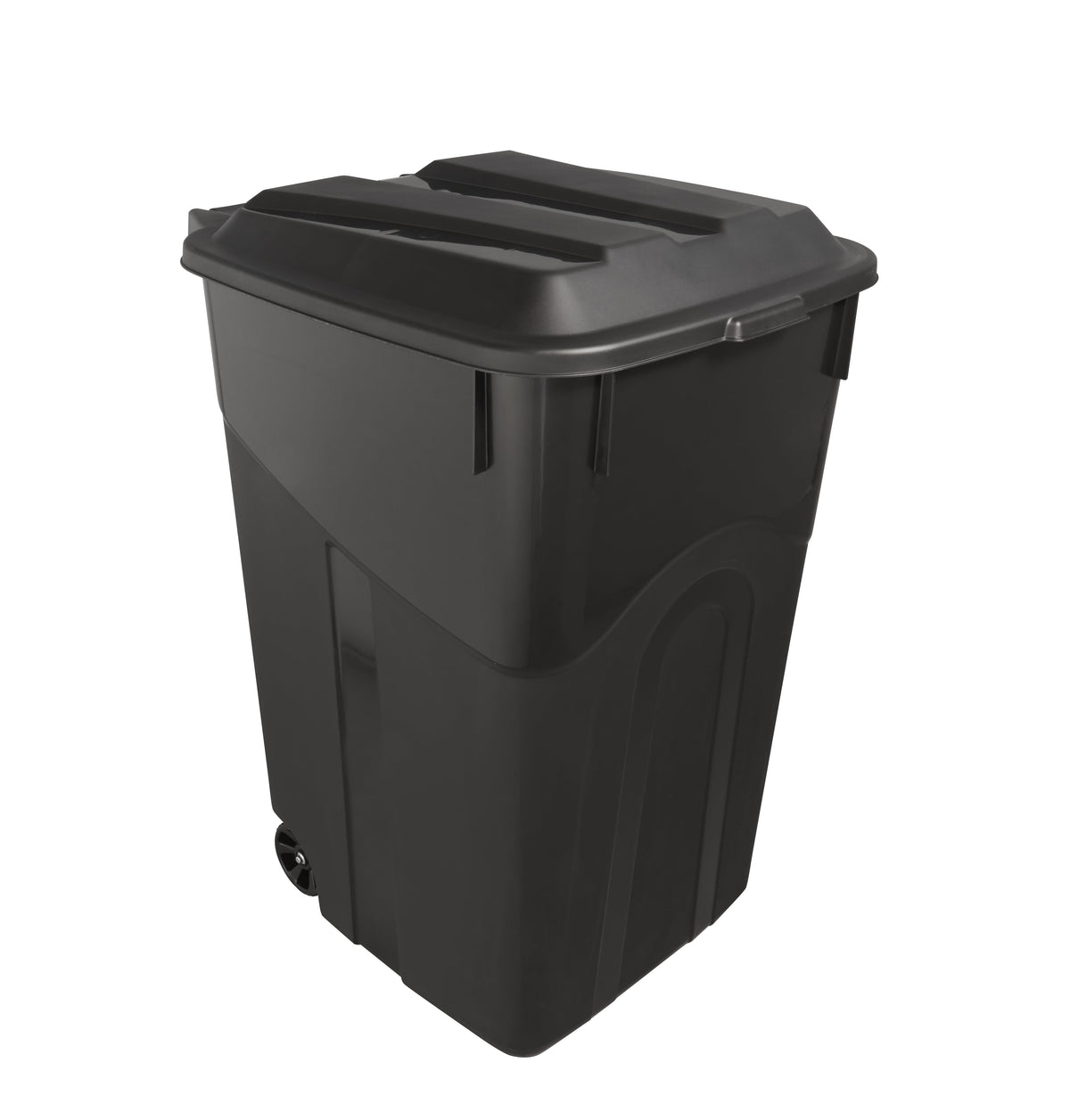 Hyper Tough 45 Gallon Wheeled Heavy Duty Plastic Garbage Can with Attached Lid, Black