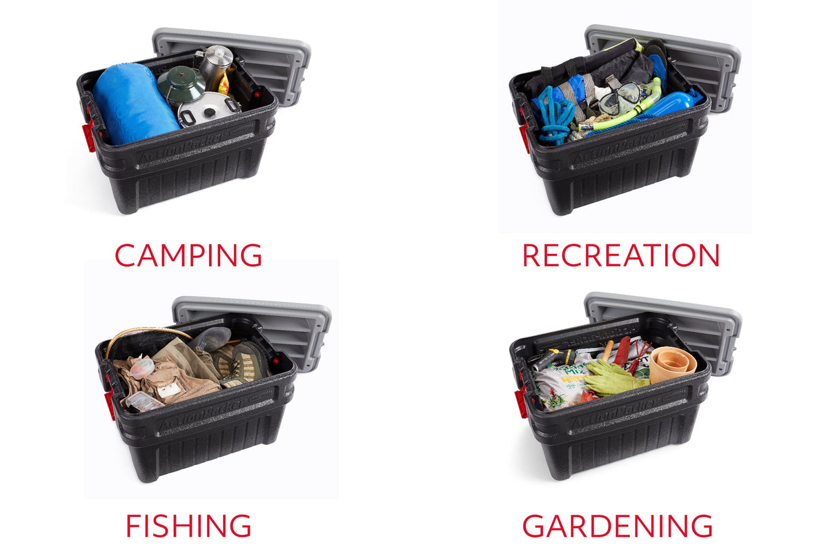 Rubbermaid 24 Gallon Action Packer Storage Bin, Heavy Duty Plastic, Lockable, Black, Included Lid