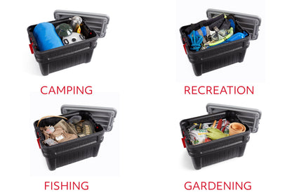 Rubbermaid 24 Gallon Action Packer Storage Bin, Heavy Duty Plastic, Lockable, Black, Included Lid