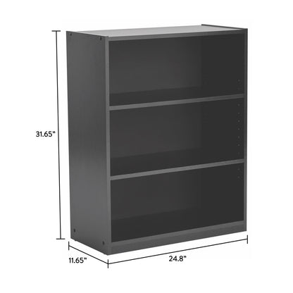 Mainstays 3-Shelf Bookcase with Adjustable Shelves, True Black Oak