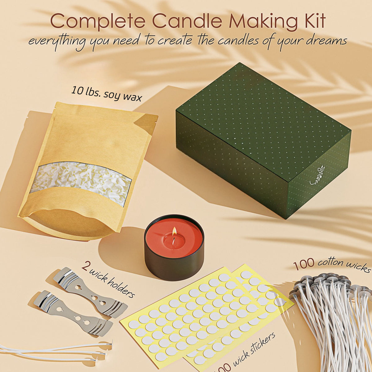 LammLoe Soy Candle Making Kit, 10 lbs Natural Soy Candle Wax Flakes with Accessories, Paraffin-Free Candle Making Supplies for Kids and Adults