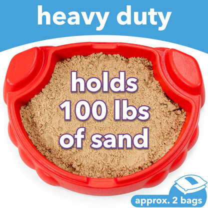 Simplay3 Coastal Crab Portable Plastic Sandbox with Cover, Hot Tamale Red