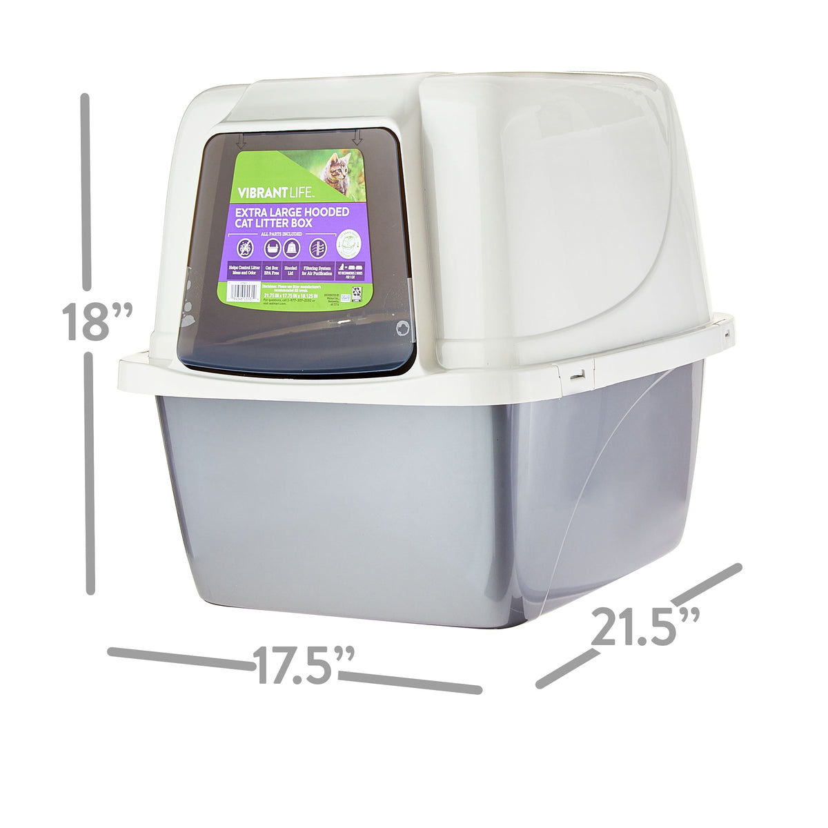 Vibrant Life Extra-Large Hooded Enclosed Cat Litter Box, White