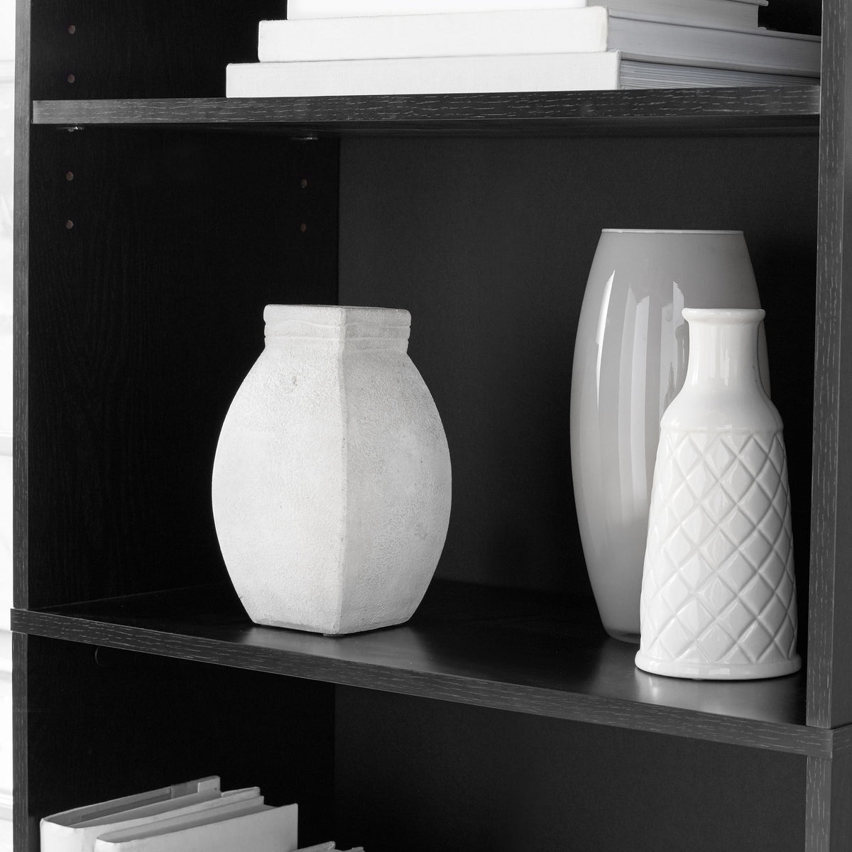 Mainstays 5-Shelf Bookcase with Adjustable Shelves, True Black Oak