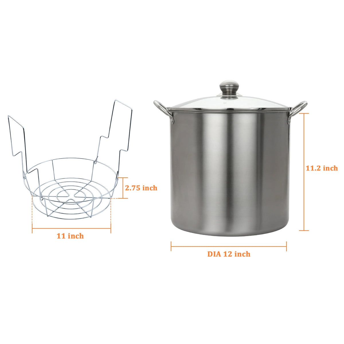 Mainstays 21.5 Quart Stainless Steel Canning Pot with Rack, Dual Water Bath Canner and Steam Canner