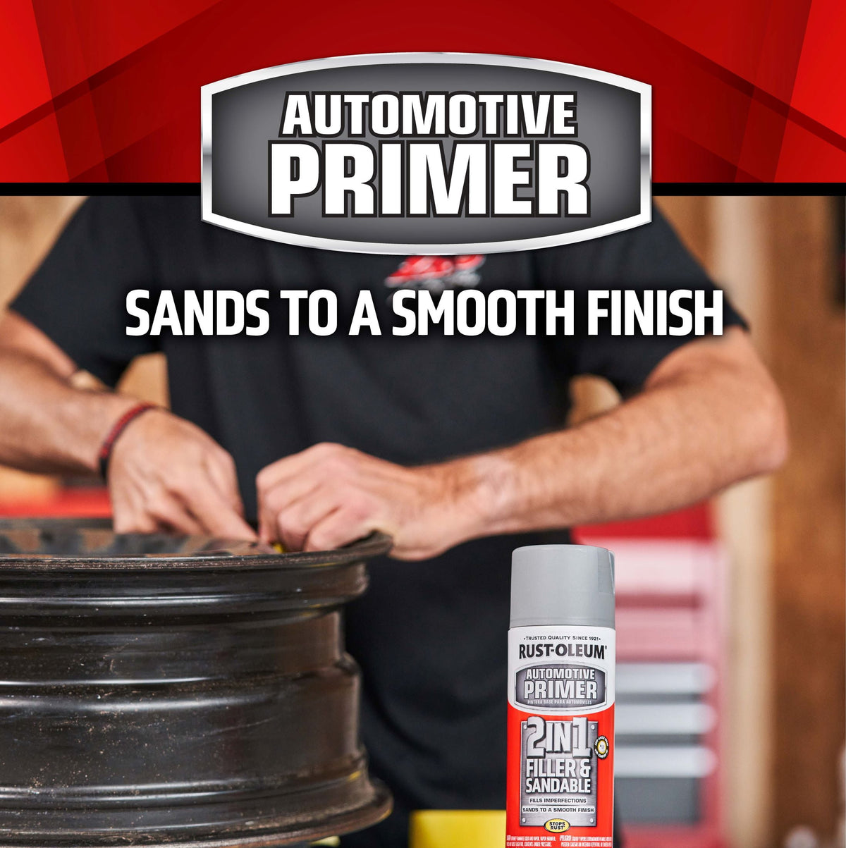 (3 pack) Rust-Oleum Automotive 2 in 1 Filler and Sandable Primer Spray, Gray, 12 oz